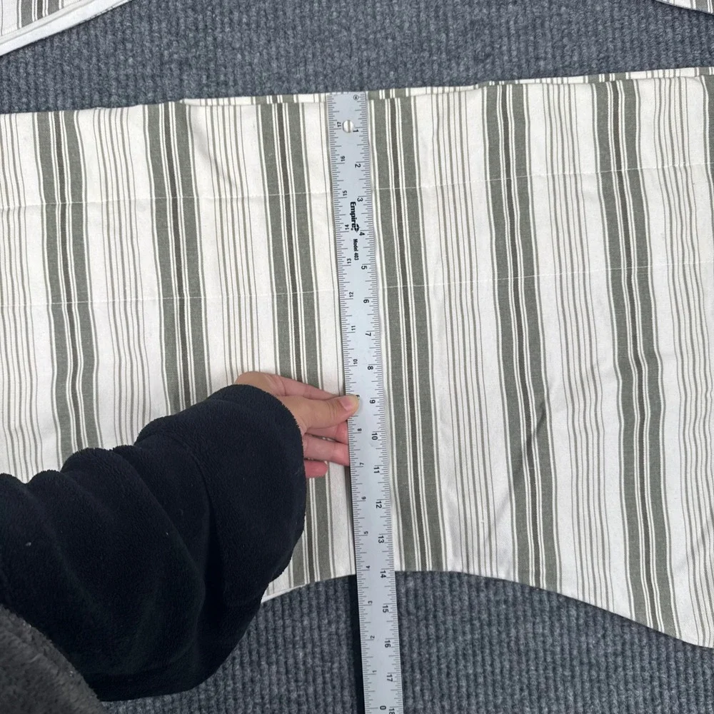 Set 2 Ticking Stripe Swag Valances Gray Cream Farmhouse Country Cottage 33